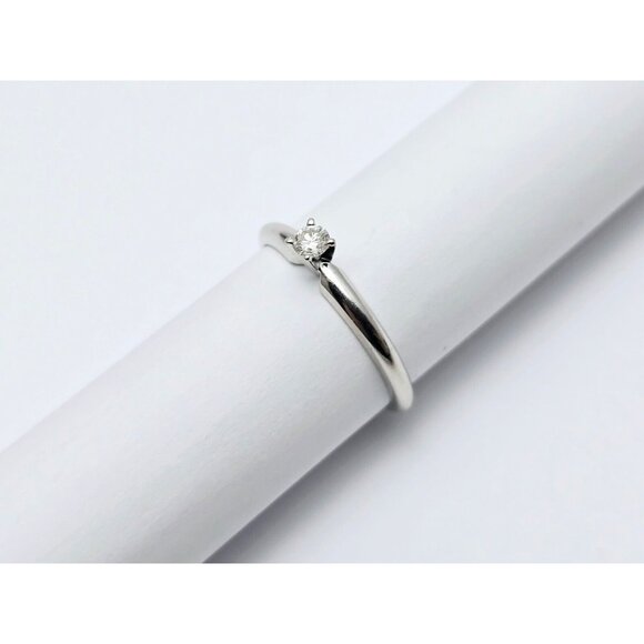 Unique 14K Solid White Gold Wedding Engagement Solitaire Round Cut Diamond Ring - Picture 6 of 16